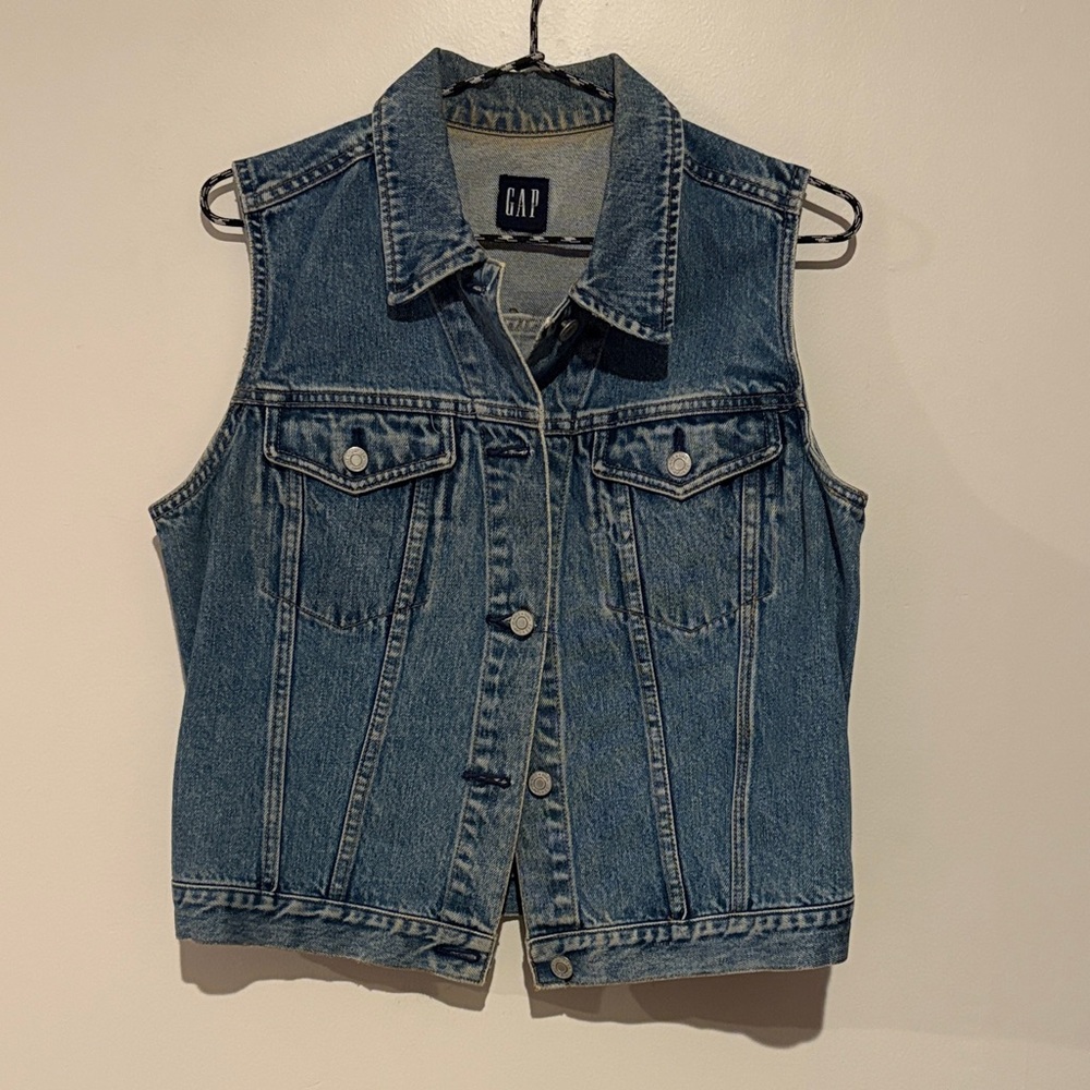GAP Blue Denim Sleeveless Jacket